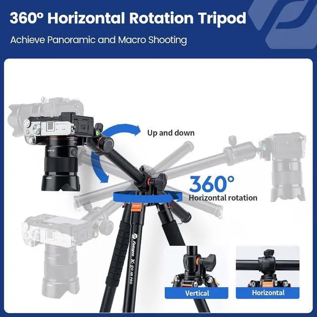 Alt view image 2 of 7 - Fotopro 68'' Overhead Tripod for Flat Lay & Macro,Carbon Fiber Travel Tripod with 360 Degree Horizontal Column for Food Photography/Unboxing/Workshop.10KG Load Capacity