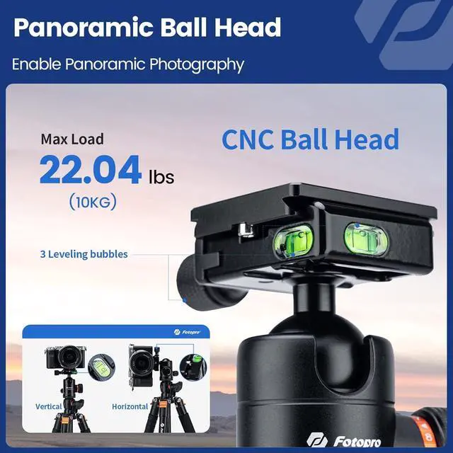 Alt view image 3 of 7 - Fotopro 68'' Overhead Tripod for Flat Lay & Macro,Carbon Fiber Travel Tripod with 360 Degree Horizontal Column for Food Photography/Unboxing/Workshop.10KG Load Capacity