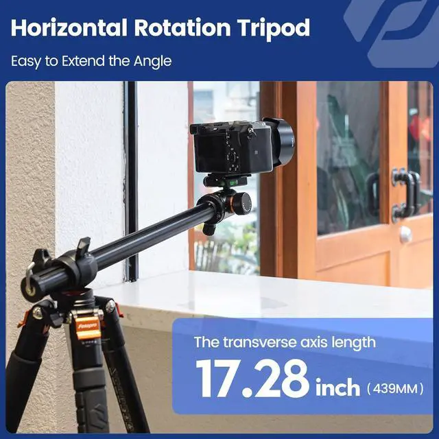 Alt view image 6 of 7 - Fotopro 68'' Overhead Tripod for Flat Lay & Macro,Carbon Fiber Travel Tripod with 360 Degree Horizontal Column for Food Photography/Unboxing/Workshop.10KG Load Capacity