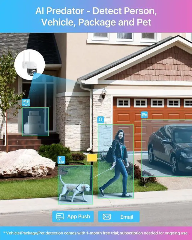 Alt view image 3 of 7 - ZOSI C289 WiFi Pan Tilt Security Camera Outdoor, 1080P Plug-in Spotlight Home PT Camera, Smart Motion Detection, Color Night Vision, Record Voice Alarm, Auto Tracks Human, 2 Way Audio, 5X Digital Zoom