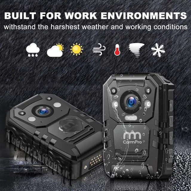 Alt view image 3 of 7 - CammPro I826 1440P 2K HD Police Body Camera,64G Memory,Waterproof Body Worn Camera with Audio Recording,Night Vision,GPS for Law Enforcement