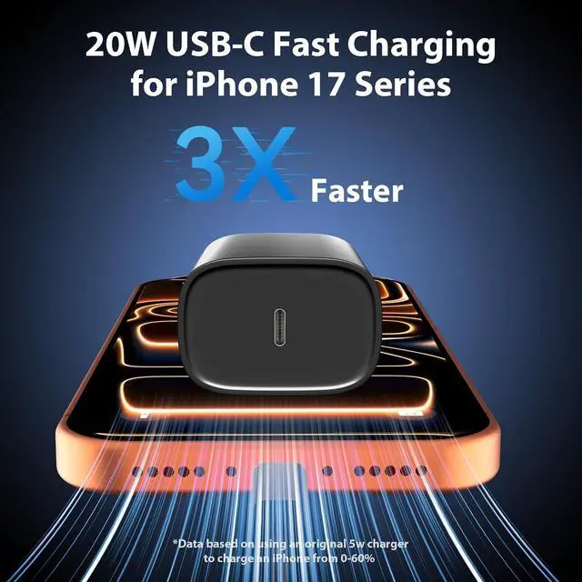 Alt view image 2 of 6 - Phone 17 16 15 Charger Fast Charging Type C Chargers USB C Fast Charger Block & Phones 17 Charger Cord 10FT Long USB C Charging Cable for i.Phone 17/17 Pro/17 Pro Max/Air/Phone 16 15 Pro Max,Black