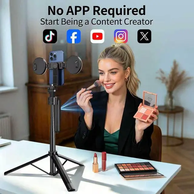 Alt view image 5 of 7 - yAyusi 70.9" Auto Face Tracking Selfie Stick Tripod for iPhone with Light, No App, 360° Rotation Tripod that Follows Your Movement with Remote Control for Vlog/Live Stream/Video Recording