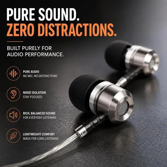 Alt view image 3 of 7 - Sephia SP3060 Earbuds Wired in-Ear Headphones | HD Bass Driven Audio, Lightweight Aluminum, S/M/L Ear Bud Tips, Earphone Case, 3.5mm, Tangle-Free Cord, No Mic