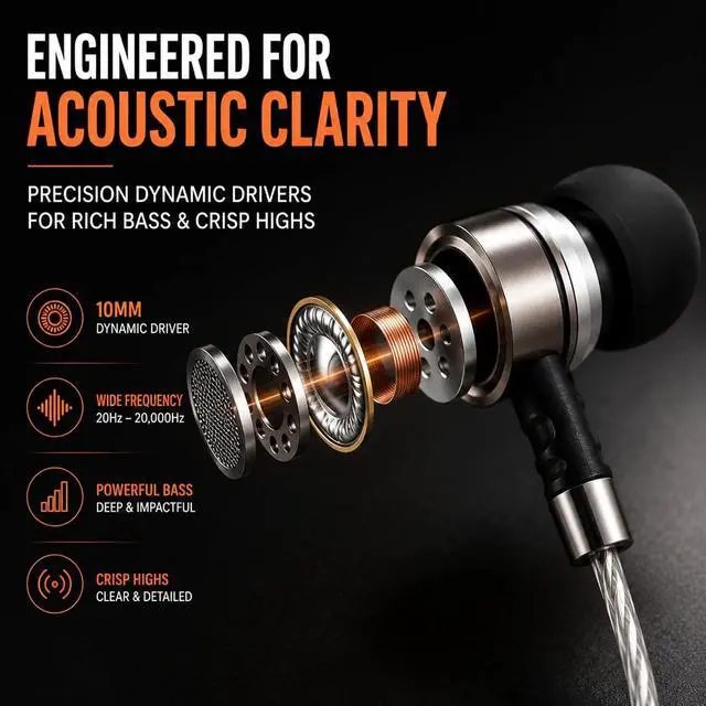 Alt view image 6 of 7 - Sephia SP3060 Earbuds Wired in-Ear Headphones | HD Bass Driven Audio, Lightweight Aluminum, S/M/L Ear Bud Tips, Earphone Case, 3.5mm, Tangle-Free Cord, No Mic