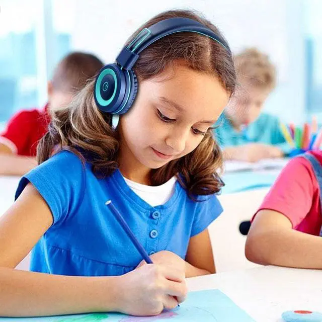 Alt view image 7 of 7 - noot products K11 Kids Headphones Wired 3.5mm Jack Tangle-Free Navy/Teal | 5ft Long Cord, Foldable, Plug in On-Ear Headset for iPad, Kindle Fire, Boys, Girls, School, Laptop Travel Plane Tablet