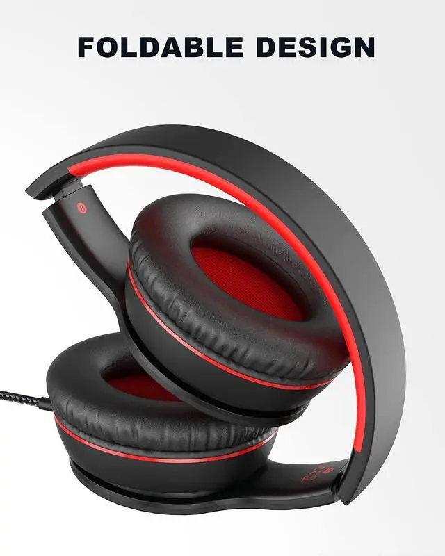 Alt view image 4 of 7 - ELECDER i45 Kids Headphones Wired, On-Ear Headphones for School Teens, Red | Foldable Portable, 1.5M Cord Headphone Stereo Aux Jack 3.5mm Headset for Smartphones Chromebook Computer PC Airplane Travel