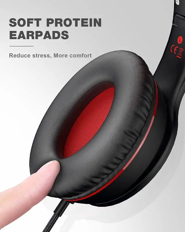 Alt view image 7 of 7 - ELECDER i45 Kids Headphones Wired, On-Ear Headphones for School Teens, Red | Foldable Portable, 1.5M Cord Headphone Stereo Aux Jack 3.5mm Headset for Smartphones Chromebook Computer PC Airplane Travel
