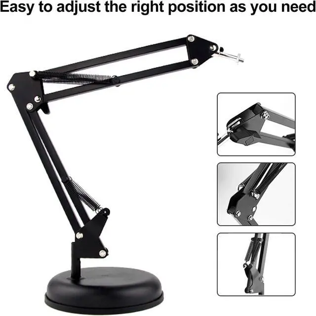 Alt view image 7 of 7 - Spedal Desktop Webcam Stand with Weighted Round Base, Adjustable Scissor Arm Camera Mount with Phone Holder, 1/4" Thread MF920Pro, Smartphones, Overhead Recording & Live Streaming