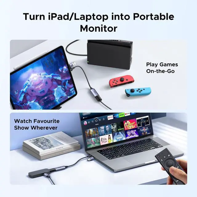Alt view image 2 of 7 - UGREEN Full HD 1080P 30fps Video Capture Card 4K HDMI to USB 2.0 | USB-A/USB-C Audio Recording for Gaming Capture, Streaming, Teaching Compatible with Switch 2 Xbox PS4 PS5 Camera