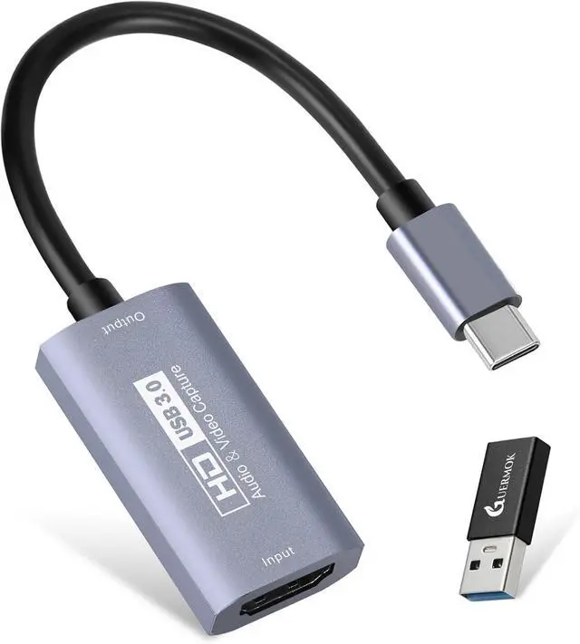 Main image of GUERMOK Video Capture Card, USB3.0 HDMI to USB-C Capture Device, 2K@30FPS | Stream & Record Gameplay at 1080P@60FPS, Compatible with Mac OS, Windows, Quest 3, OBS, Zoom, PS5/4, Switch, Xbox (Black)