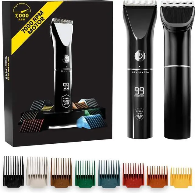 Main image of The Beard Club Beard Trimmer for Men - Electric Cordless Rechargeable Beard & Hair Trimmer - High Power 7000 RPM - 8 Color Guides 45 Unique Trim Lengths - Travel Lock