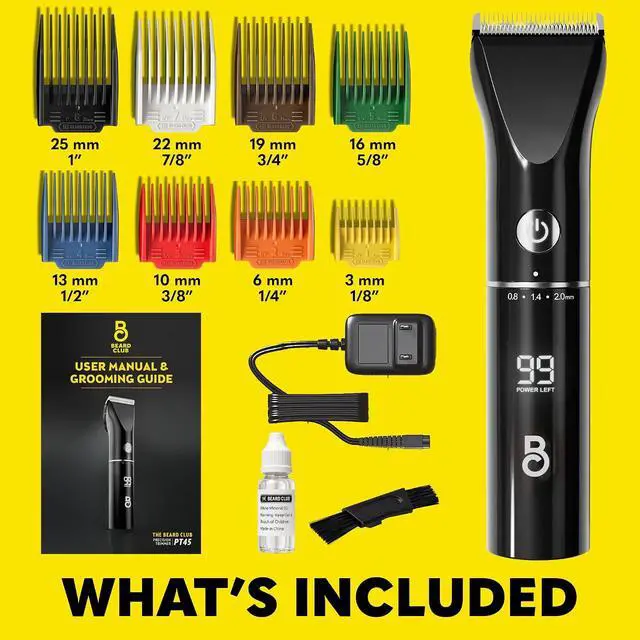 Alt view image 4 of 7 - The Beard Club Beard Trimmer for Men - Electric Cordless Rechargeable Beard & Hair Trimmer - High Power 7000 RPM - 8 Color Guides 45 Unique Trim Lengths - Travel Lock