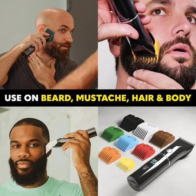 Alt view image 6 of 7 - The Beard Club Beard Trimmer for Men - Electric Cordless Rechargeable Beard & Hair Trimmer - High Power 7000 RPM - 8 Color Guides 45 Unique Trim Lengths - Travel Lock