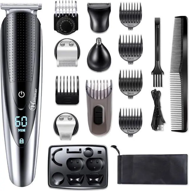 Main image of Hatteker Mens Beard Trimmer Grooming kit Hair Trimmer Mustache Trimmer Body Groomer for Nose Ear Facial Hair Cordless Waterproof 5 in 1