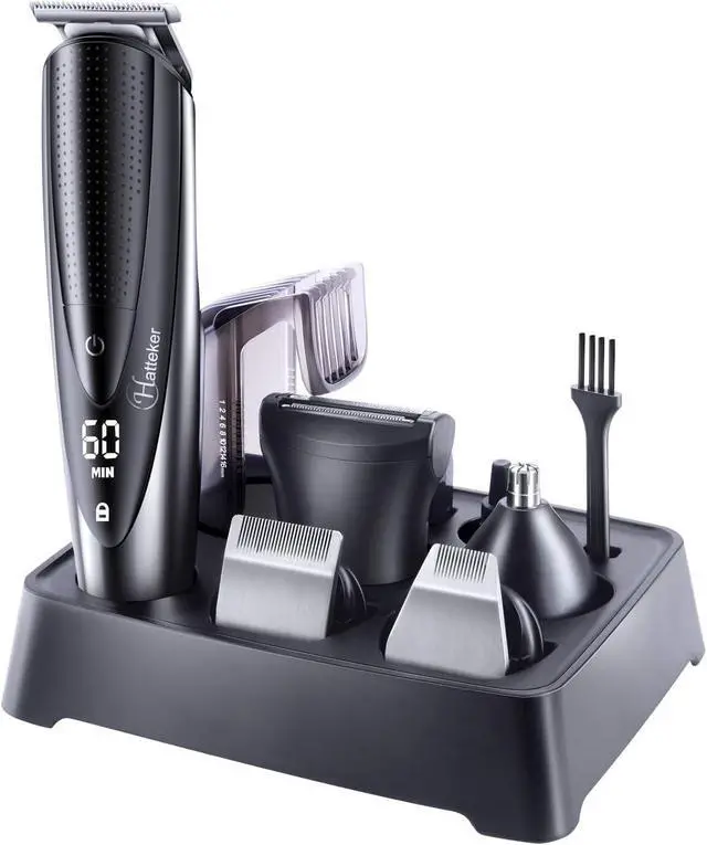 Alt view image 5 of 6 - Hatteker Mens Beard Trimmer Grooming kit Hair Trimmer Mustache Trimmer Body Groomer for Nose Ear Facial Hair Cordless Waterproof 5 in 1