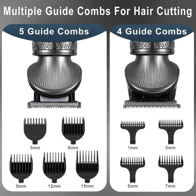 Alt view image 4 of 7 - Hatteker Beard Trimmer Kit for Men Professional Hair Clipper T-Blade Beard Hair Shaver Nose Trimmer Hair Cutting Kit Body Grooming Kit Cordless 6 in 1