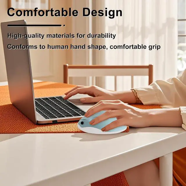 Alt view image 2 of 6 - CHUYI Hamster Wireless Silent Mouse 1200DPI Cute Animal Small Cordless Portable Mice for Travel Home School Library Computer Laptop PC for Kids Gift (Light Blue)