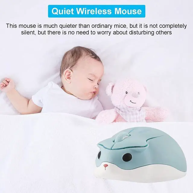 Alt view image 3 of 6 - CHUYI Hamster Wireless Silent Mouse 1200DPI Cute Animal Small Cordless Portable Mice for Travel Home School Library Computer Laptop PC for Kids Gift (Light Blue)
