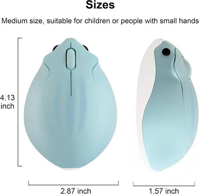 Alt view image 6 of 6 - CHUYI Hamster Wireless Silent Mouse 1200DPI Cute Animal Small Cordless Portable Mice for Travel Home School Library Computer Laptop PC for Kids Gift (Light Blue)