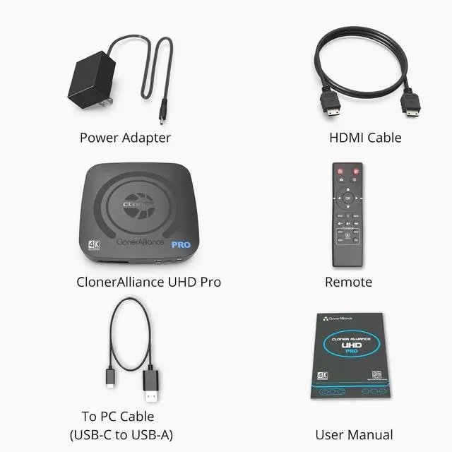 Alt view image 5 of 7 - ClonerAlliance UHD Pro, 4K Video Recorder, HDMI Capture DVR with H.265/H.264 Codec, Cinematic 24fps Recording(Up to 30fps), 4K@60fps Passthrough, Pause/Resume Recording.