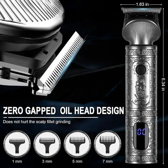 Alt view image 7 of 7 - Hatteker Beard Trimmer Kit for Men Professional Hair Clipper T-Blade Beard Hair Shaver Nose Trimmer Hair Cutting Kit Body Grooming Kit Cordless 6 in 1