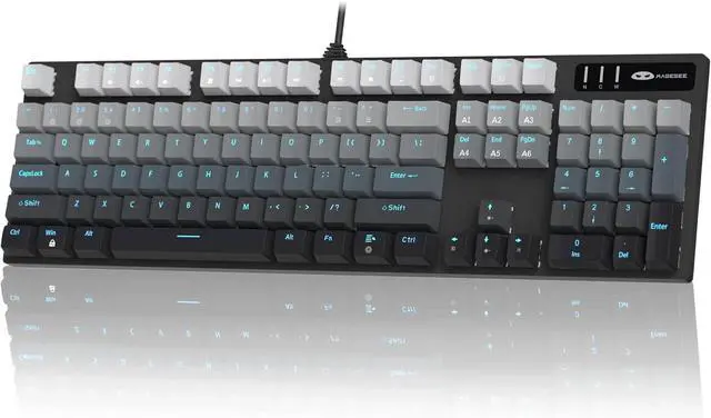 Main image of MageGee MK-Storm Mechanical Gaming Keyboard, 104 Keys Wired Light Up Keyboard with Linear Red Switch, Ice Blue Backlit, Double-Shot Keycaps, N-Key Rollover for Laptop, Desktop, PC (Gradient Gray)
