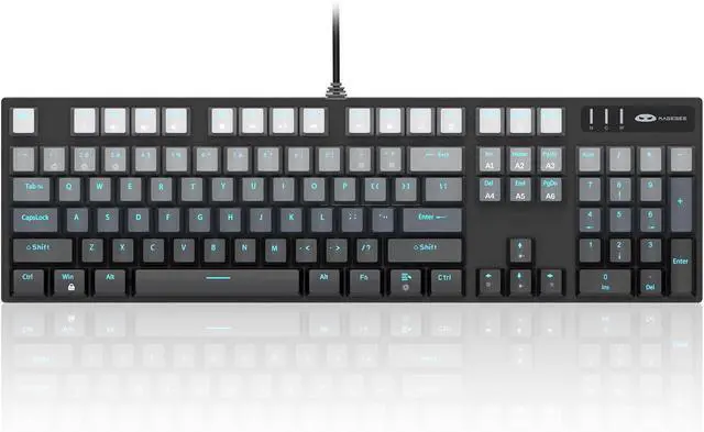 Alt view image 2 of 7 - MageGee MK-Storm Mechanical Gaming Keyboard, 104 Keys Wired Light Up Keyboard with Linear Red Switch, Ice Blue Backlit, Double-Shot Keycaps, N-Key Rollover for Laptop, Desktop, PC (Gradient Gray)