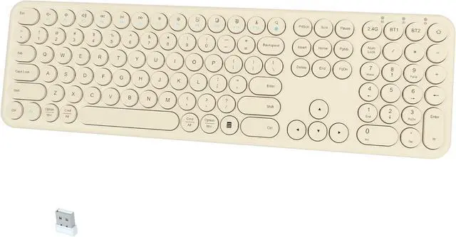 Main image of Silent Wireless Keyboard, Bluetooth/2.4G Dual-Mode (Khaki) | Cloud-W Bluetooth & 2.4G dual mode, 110-key full-size layout, quiet typing and compatibility with Mac, PC and laptops