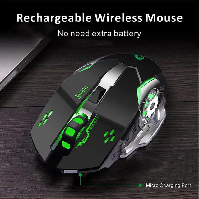Alt view image 4 of 7 - Uciefy Q85 Rechargeable Wireless Gaming Mouse, Ergonomic Silent Mouse Black | 2.4GHz Optical, Quiet Click, 4 LED Light, Side Buttons, 3 Adjustable DPI, Ergonomic, Auto Sleeping, USB Receiver, Cordless