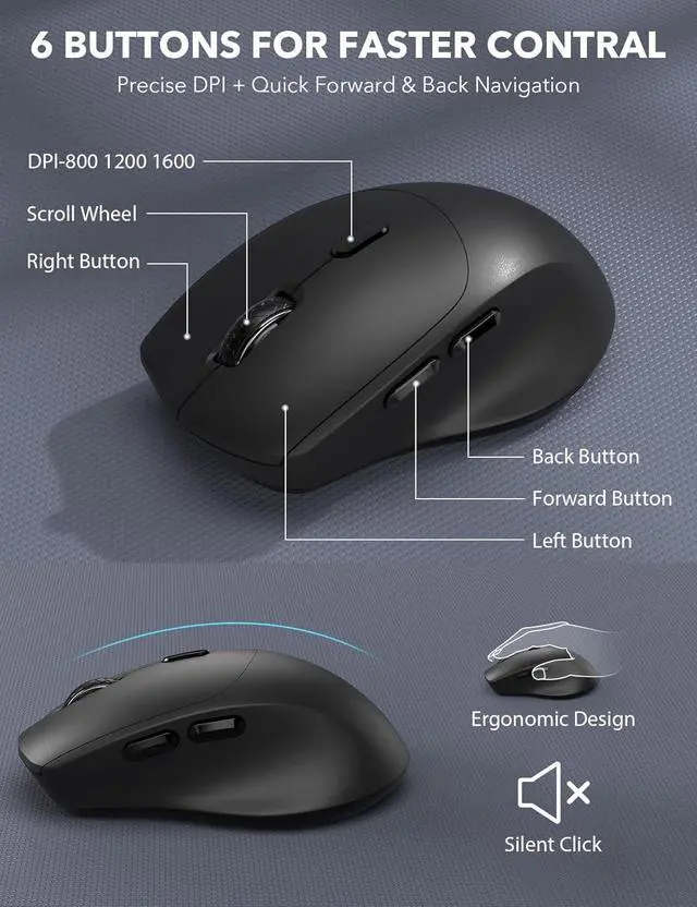 Alt view image 6 of 7 - Wireless Keyboard and Mouse Combo - Full-Sized, Ergonomic Wrist Rest | Phone Holder, Sleep Mode, 2.4G Quiet Keyboard for PC Laptop, Trueque KM23 Complete Work Setup for Office or Home