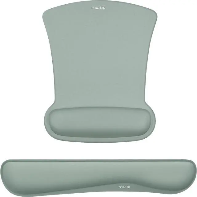 Main image of MOSISO Wrist Rest Support for Mouse Pad & Keyboard Set, Ergonomic Mousepad Non-Slip Base Home/Office Pain Relief & Easy Typing Cushion with Neoprene Cloth & Raised Memory Foam, Antique Green