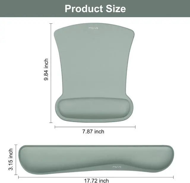 Alt view image 6 of 7 - MOSISO Wrist Rest Support for Mouse Pad & Keyboard Set, Ergonomic Mousepad Non-Slip Base Home/Office Pain Relief & Easy Typing Cushion with Neoprene Cloth & Raised Memory Foam, Antique Green