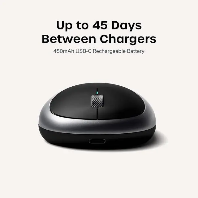 Alt view image 4 of 7 - Satechi M1 Wireless Bluetooth Mouse, USB-C Rechargeable, Space Gray | Compact and portable, for MacBook, iPad, iPad mini, Mac mini, iMac, Windows