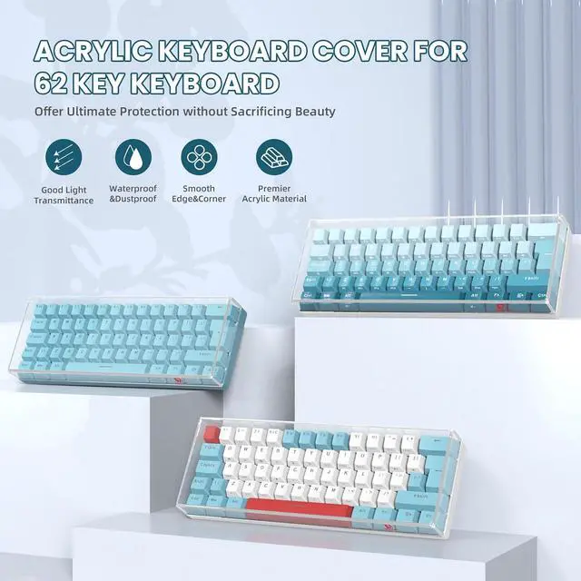 Alt view image 2 of 7 - ZIYOU LANG KC01 Acrylic Clear Transparent Keyboard Cover(11.5*4.1*1.14) | Dustproof,Waterproof,Anti-hit,Anti-cat,Protective Case for 60% Small Layout 61Key 64Key 68Key Mechanical Gaming Keyboard