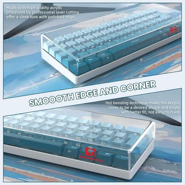 Alt view image 4 of 7 - ZIYOU LANG KC01 Acrylic Clear Transparent Keyboard Cover(11.5*4.1*1.14) | Dustproof,Waterproof,Anti-hit,Anti-cat,Protective Case for 60% Small Layout 61Key 64Key 68Key Mechanical Gaming Keyboard