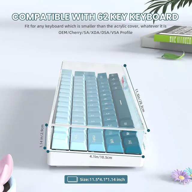 Alt view image 5 of 7 - ZIYOU LANG KC01 Acrylic Clear Transparent Keyboard Cover(11.5*4.1*1.14) | Dustproof,Waterproof,Anti-hit,Anti-cat,Protective Case for 60% Small Layout 61Key 64Key 68Key Mechanical Gaming Keyboard