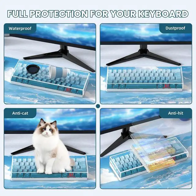 Alt view image 6 of 7 - ZIYOU LANG KC01 Acrylic Clear Transparent Keyboard Cover(11.5*4.1*1.14) | Dustproof,Waterproof,Anti-hit,Anti-cat,Protective Case for 60% Small Layout 61Key 64Key 68Key Mechanical Gaming Keyboard