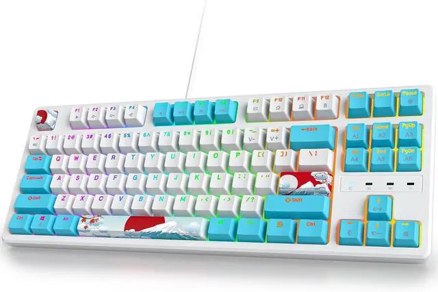 Main image of 75 Percent Mechanical Keyboard, 87 Keys RGB Backlit Gaming Keyboard, TKL Compact Wired Keyboard with Red Switches for Windows Laptop PC PS4 PS5 Xbox Gamer (87 Sea/Red Switch)