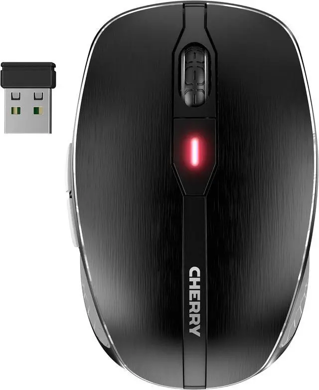 Main image of Cherry MW 8C Advanced, Wireless Mouse, Bluetooth & 2.4 GHz Connection, 4-Level Adjustable Resolution Up to 3000 dpi, Rechargeable, Incl. Transport Bag, Black