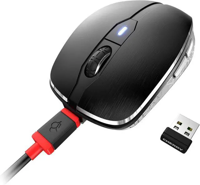 Alt view image 5 of 6 - Cherry MW 8C Advanced, Wireless Mouse, Bluetooth & 2.4 GHz Connection, 4-Level Adjustable Resolution Up to 3000 dpi, Rechargeable, Incl. Transport Bag, Black