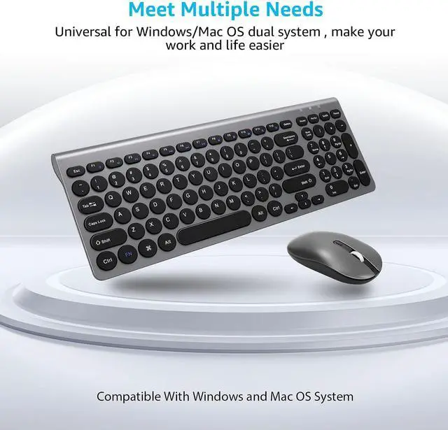 Alt view image 7 of 7 - LeadsaiL Wireless Keyboard and Mouse Combo, Wireless USB Mouse and Computer Keyboard Set, Compact and Silent for Windows Laptop, Desktop, PC- Grey