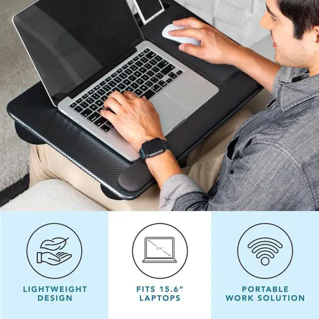 Alt view image 2 of 4 - LAPGEAR Home Office Pro Lap Desk - Black Carbon, Fits 15.6 Laptops