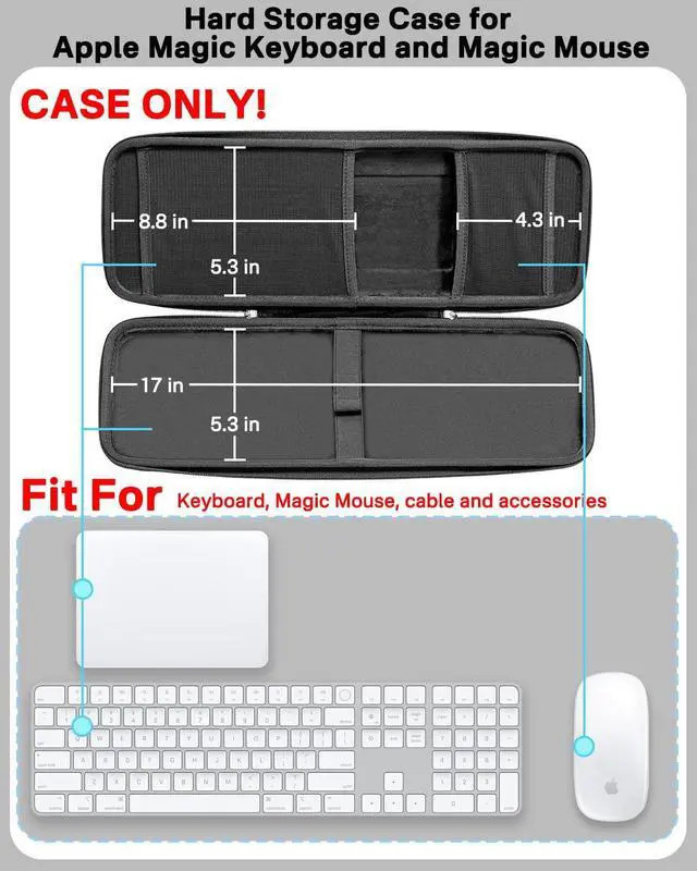 Alt view image 2 of 7 - RAIACE Hard Storage Case Compatible with Apple Magic Keyboard + Magic Mouse. (Case Only) - Black