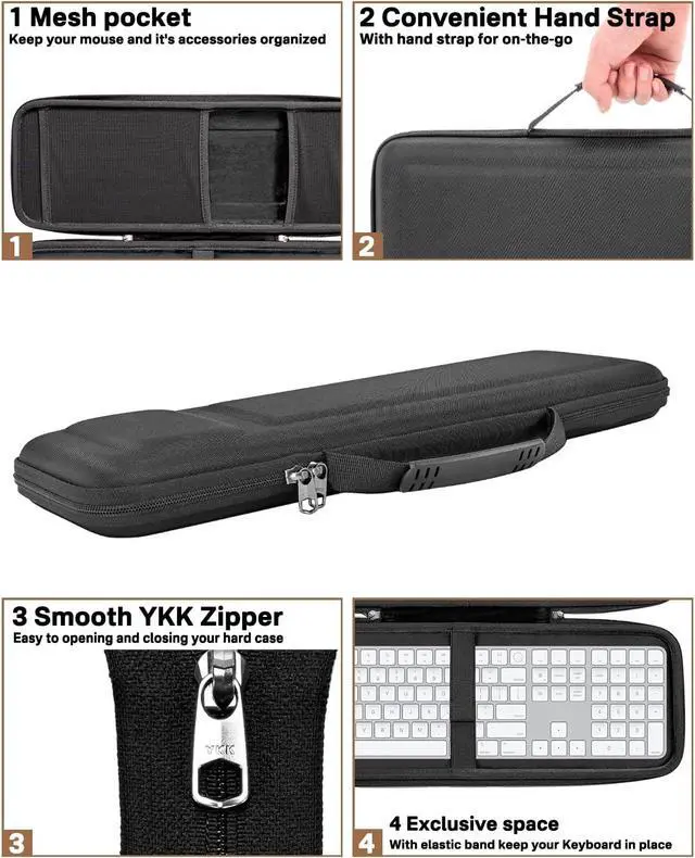 Alt view image 3 of 7 - RAIACE Hard Storage Case Compatible with Apple Magic Keyboard + Magic Mouse. (Case Only) - Black