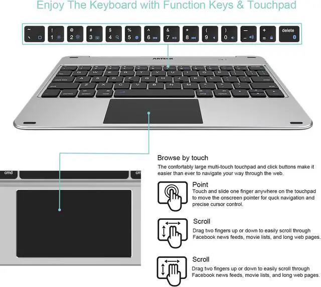Alt view image 2 of 7 - Arteck iPad Air 11-inch Keyboard Case with Trackpad, Bluetooth Keyboard with Folio Full Protection Case and Touchpad for Apple iPad Air 11 M4/M3/M2 (2026/2025/2024), Air 5/Air 4