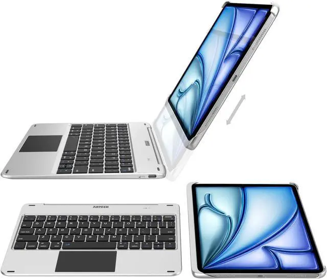Alt view image 5 of 7 - Arteck iPad Air 11-inch Keyboard Case with Trackpad, Bluetooth Keyboard with Folio Full Protection Case and Touchpad for Apple iPad Air 11 M4/M3/M2 (2026/2025/2024), Air 5/Air 4
