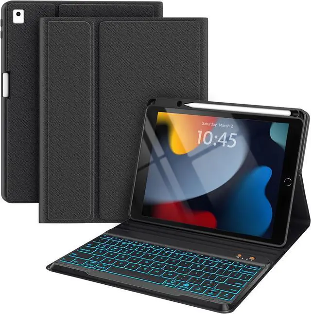 Main image of BLUTLOTUS Keyboard case for iPad 9th/8th/7th Generation 10.2 Inch - Backlit Wireless Detachable Folio Keyboard Cover with Pencil Holder for iPad 9th/8th/7th Gen, Air 3rd Generation 10.5 Inch