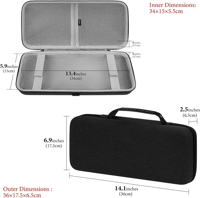 Alt view image 4 of 6 - GEEKRIA 75% 84-Key Gaming Keyboard Case, Hard Shell Travel Carrying Bag, Compatible with Keychron K2 / K2 HE, Logitech POP Keys/MX Mechanical Mini, Aula F75 Pro / F75 75% (Extra Space)