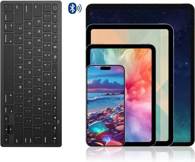 Alt view image 4 of 7 - OMOTON Ultra-Slim Bluetooth Keyboard for iPad,iPad Pro/Air/Mini,iPhone | Stable Wireless iOS Keyboard with 12 Multimedia Keys, Portable Size for Office, Business, Travel, School, Black
